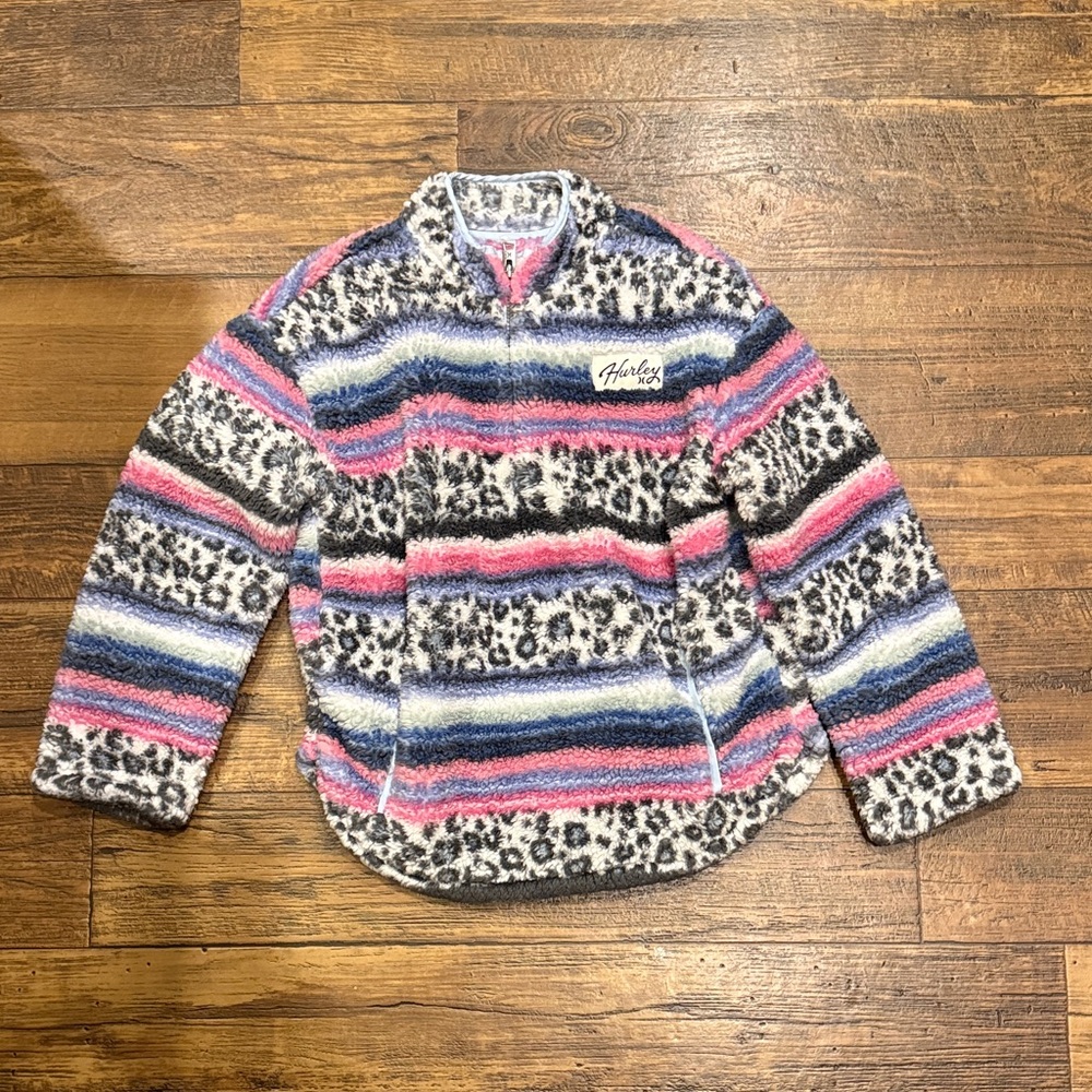 Hurley Colorful Striped Fleece Pullover size 10/12